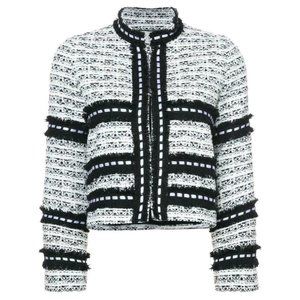 ALEXIS Women's White Federikka Tweed Jacket Long Sleeves medium hook closure